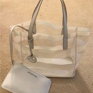 Michael Kors Clear Tote and clutch